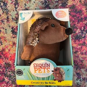 Sequin Pets "Happy the Hedgehog" Plush - Brown NWT NIB felt stickers